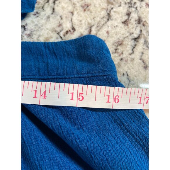 Forever 21 Womens Tank Top Small Blue Cropped Ruffled Lace Trim Boho Hippie - Picture 7 of 8